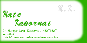 mate kapornai business card